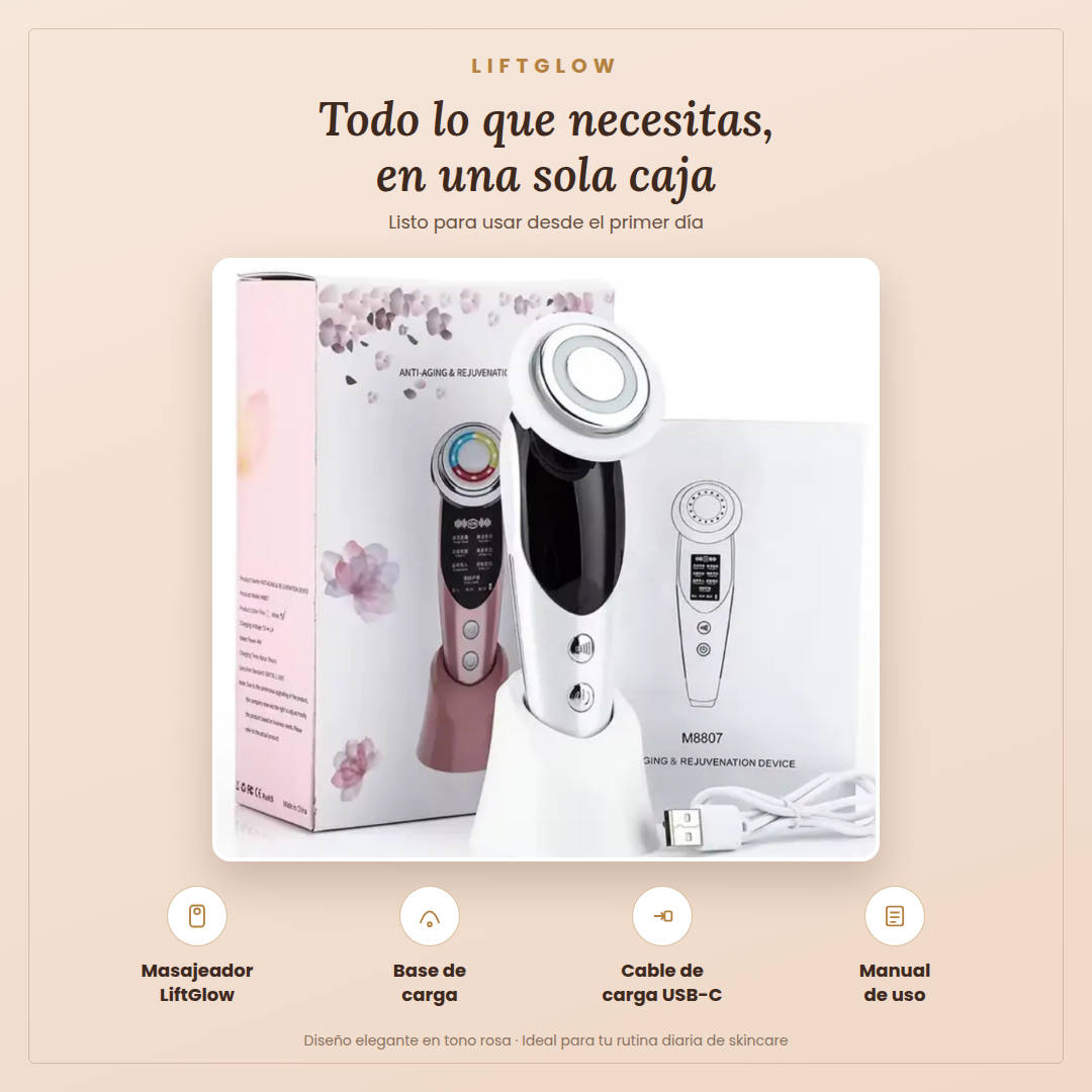 LiftGlow Reafirma tu piel en minutos, desde casa